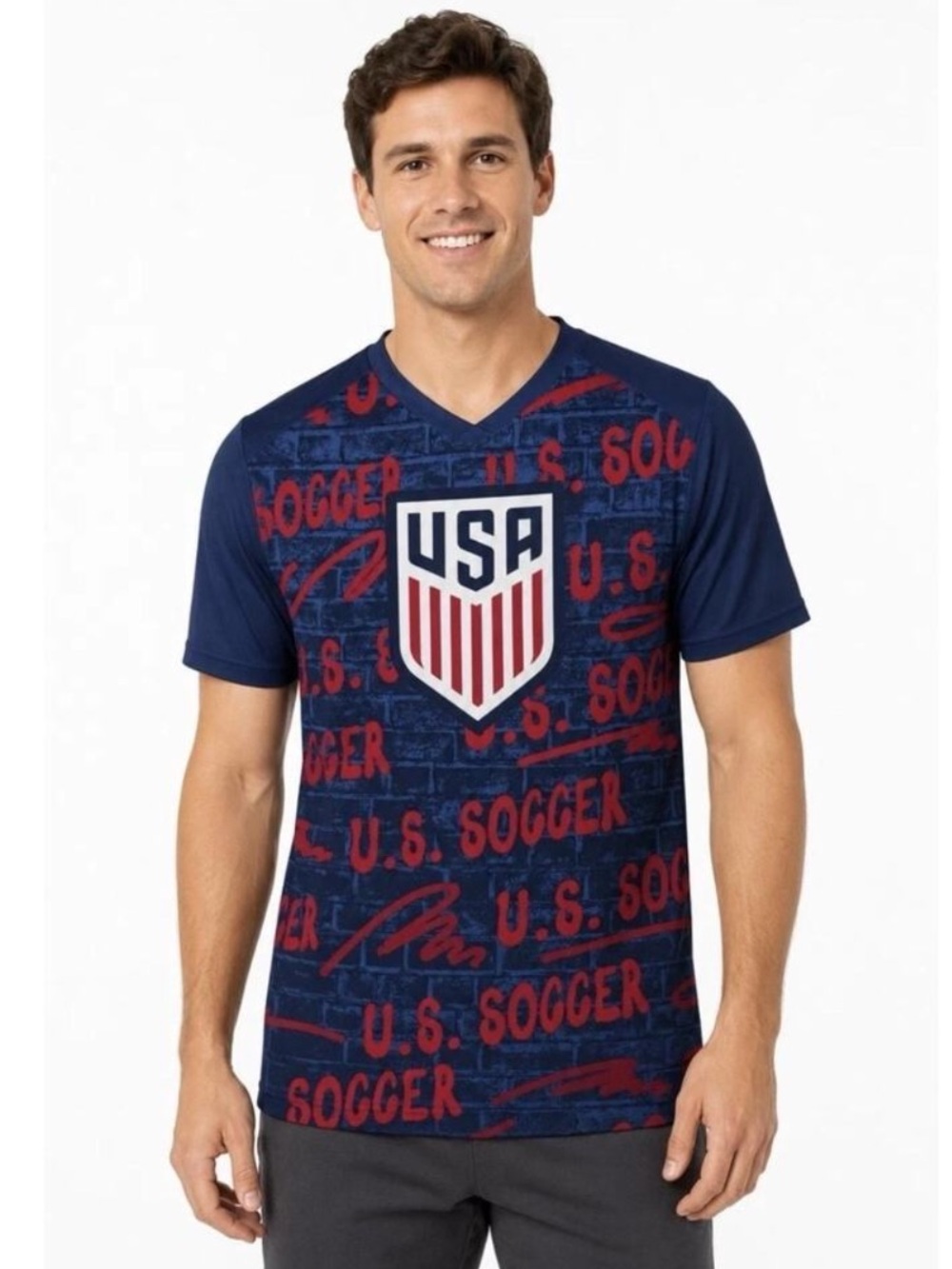 NWT USA Soccer Men's Navy Blue Red
Graphic Jersey Size L